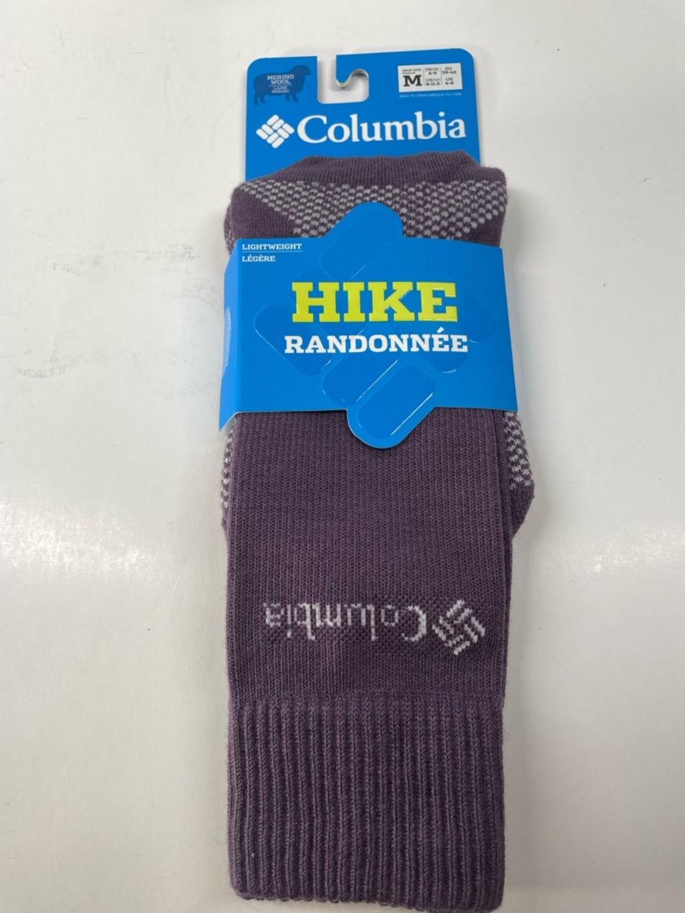 Columbia Hiking Crew Socks Light weight merino wool M6-9, W8-11.5